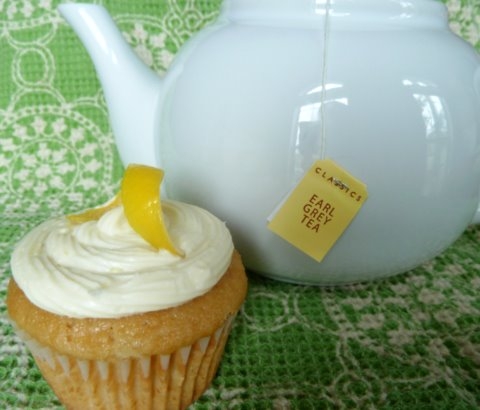 Earl Gray Cupcakes with Honey-Lemon Cream Cheese Frosting